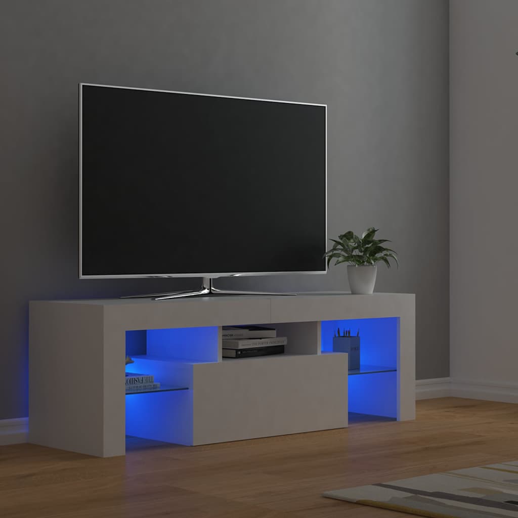 vidaXL Szafka pod TV z o�wietleniem LED, bia�a, 120x35x40 cm