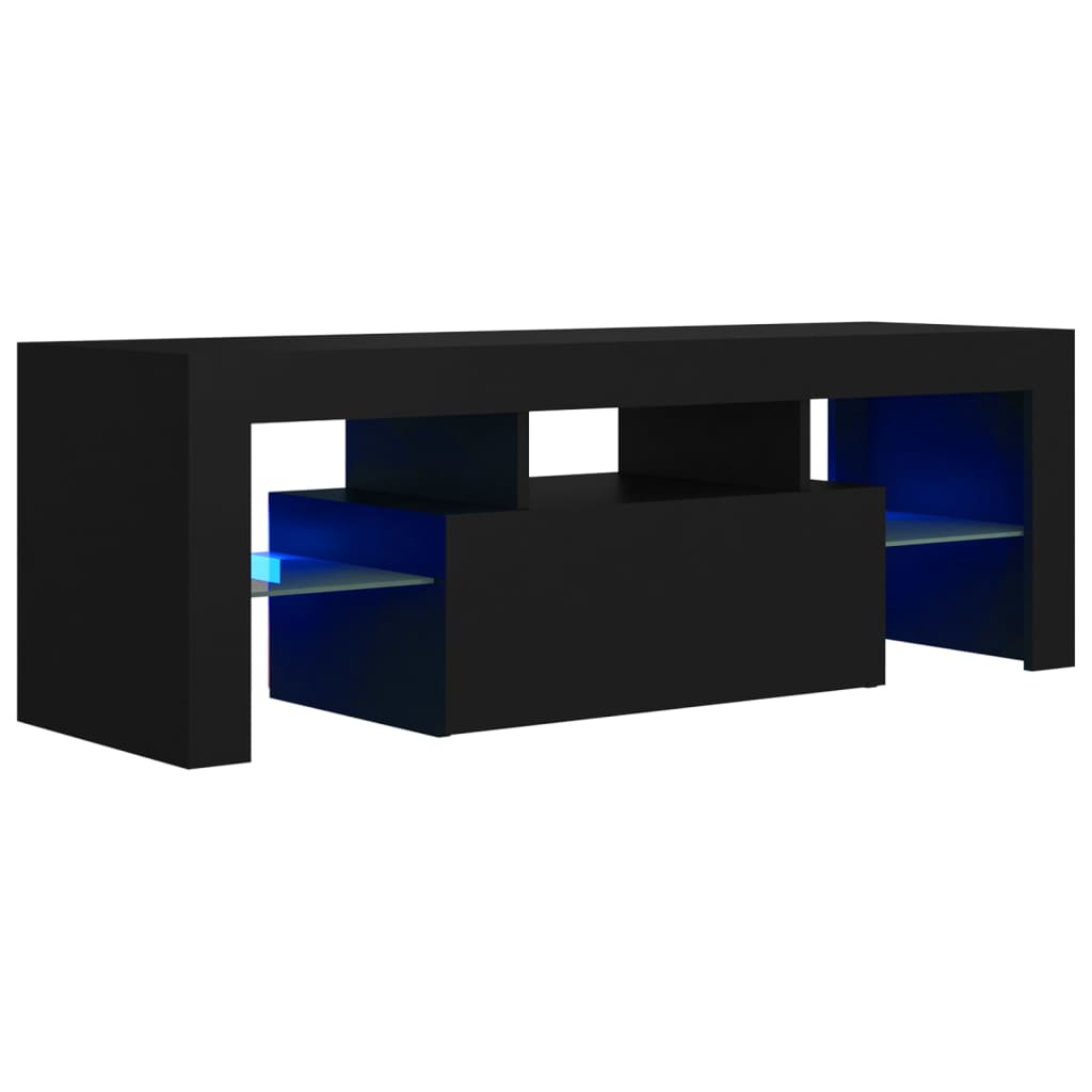 TV galdiņš ar LED lampiņām, 120x35x40 cm, melns | Stepinfit.lv