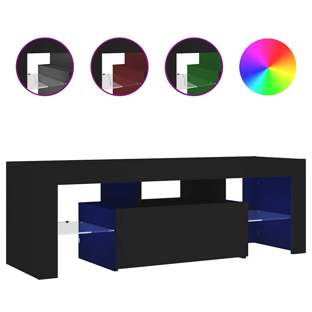 vidaXL TV skříňka s LED osvětlením černá 120 x 35 x 40 cm