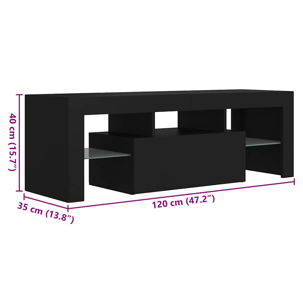 TV skříňka s LED osvětlením černá 120 x 35 x 40 cm - obrázek 17