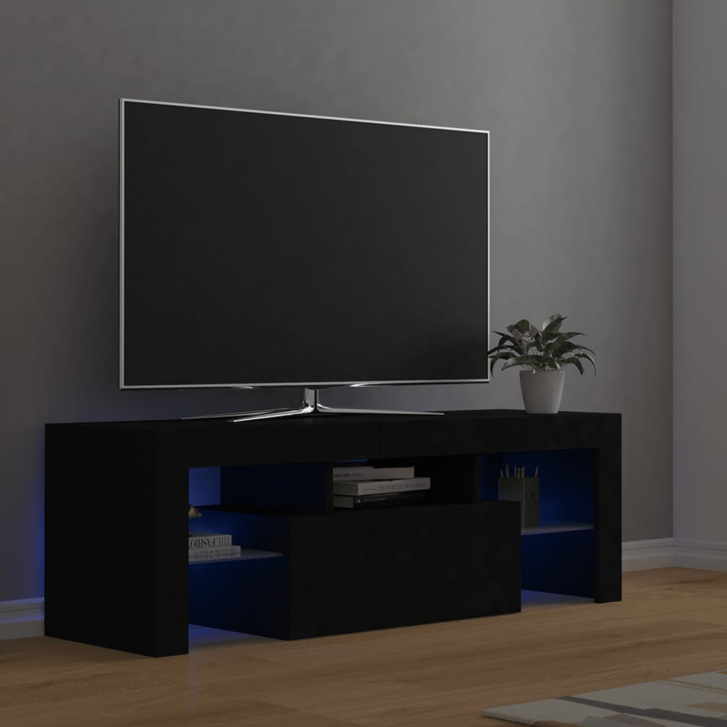 vidaXL TV-Schrank mit LED-Leuchten Schwarz 120x35x40 cm