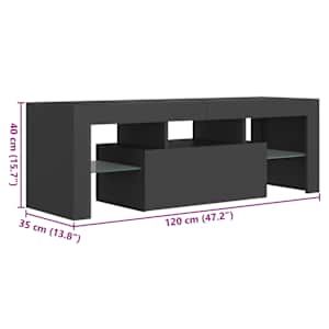 TV skříňka s LED osvětlením šedá 120 x 35 x 40 cm - obrázek 17