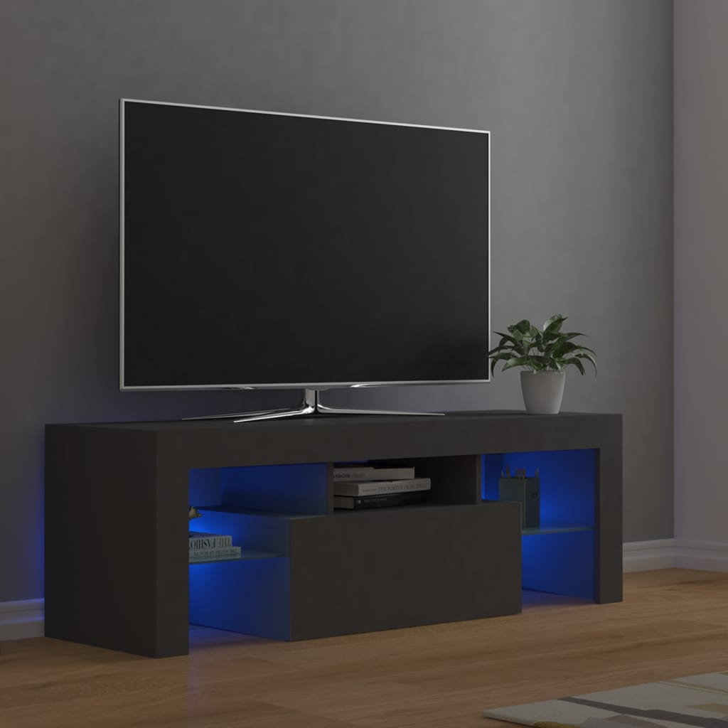 vidaXL Comodă TV cu lumini LED, gri, 120x35x40 cm vidaXL