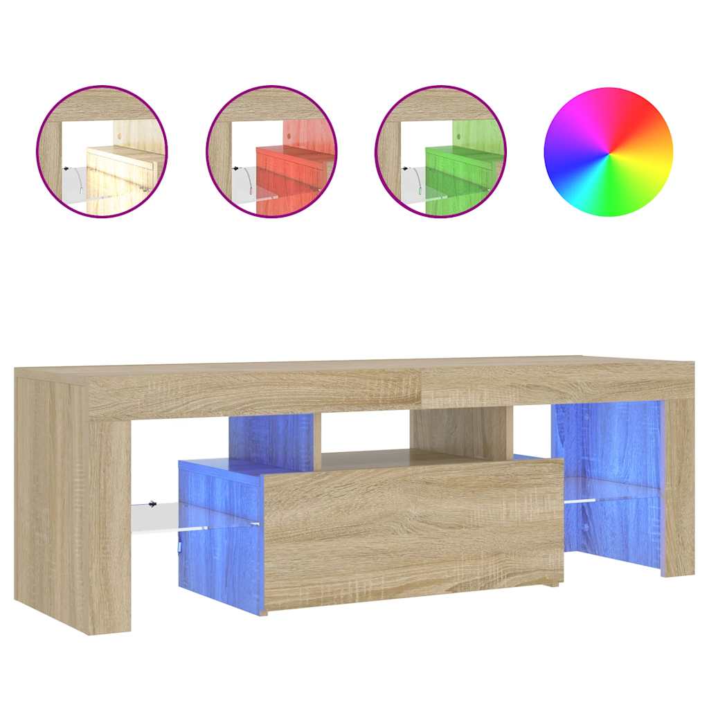 vidaXL TV skříňka s LED osvětlením dub sonoma 120 x 35 x 40 cm