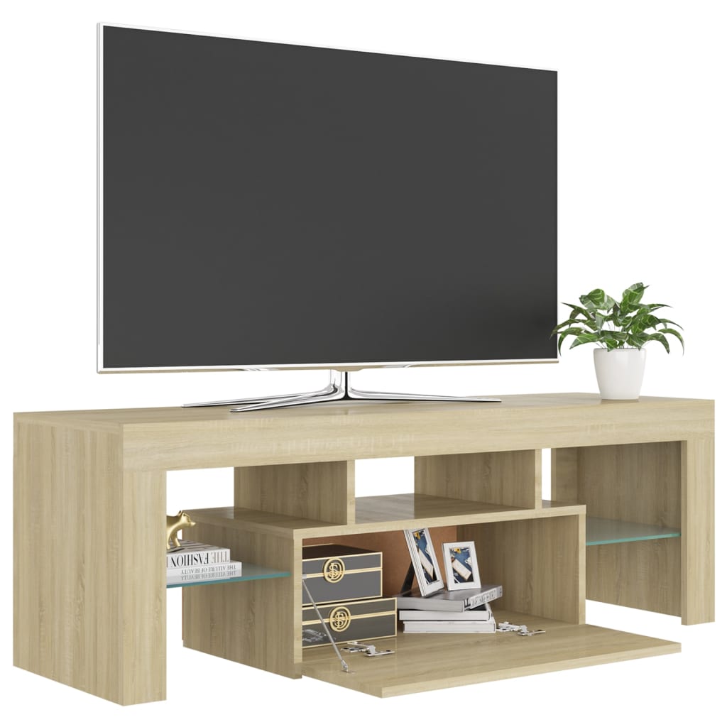 Meuble TV avec lumières LED Chêne sonoma 120x35x40 cm | meublestv.fr 9