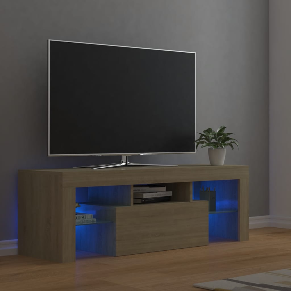 vidaXL Comodă TV cu lumini LED, stejar Sonoma, 120x35x40 cm