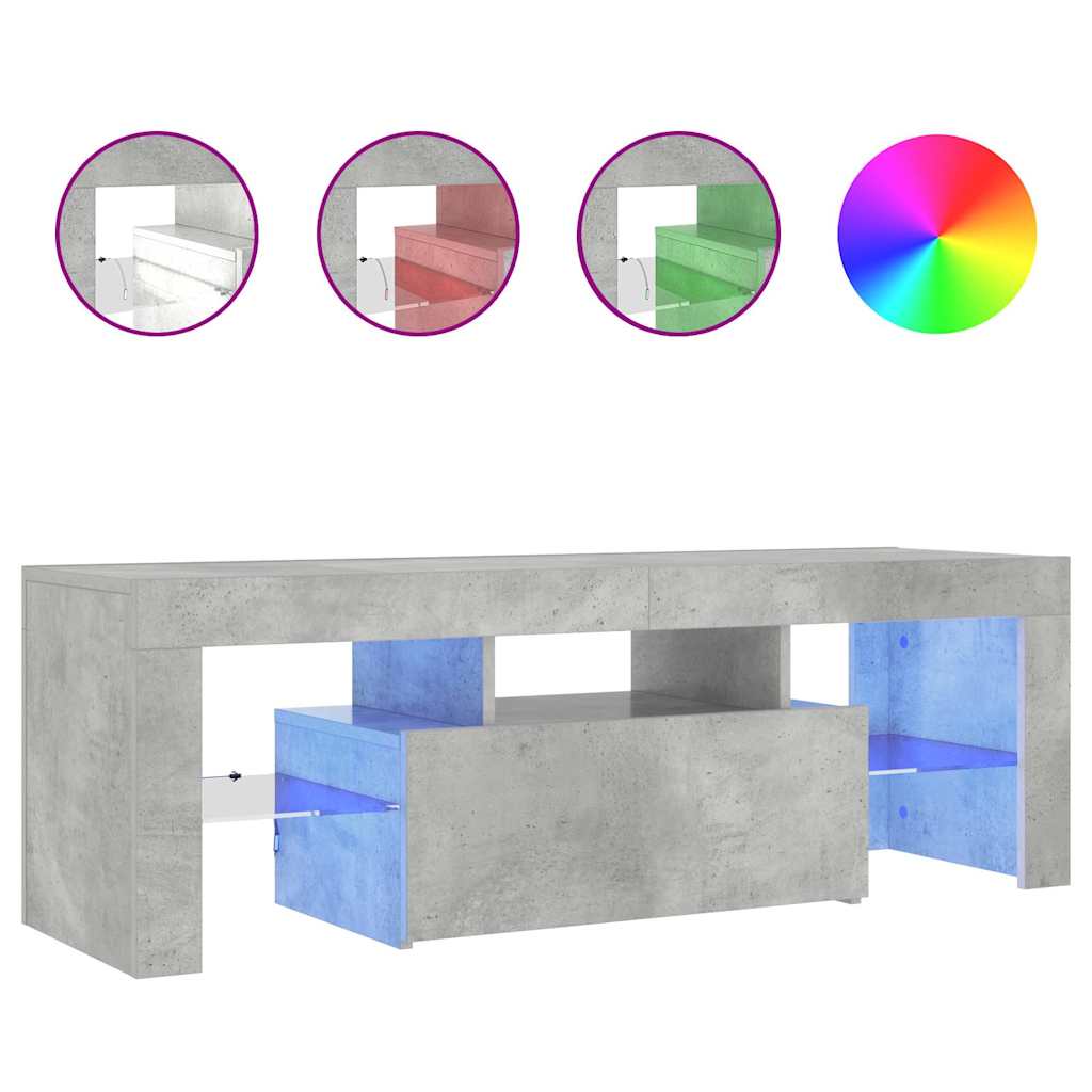 Thumbnail - vidaXL TV-Schrank mit LED-Beleuchtung Betongrau 120x35x40 cm