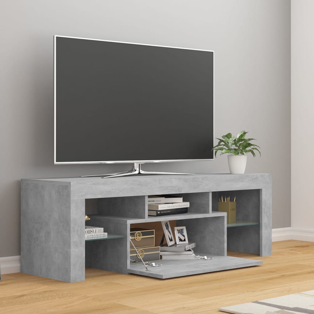 Meuble TV avec lumières LED Gris béton 120x35x40 cm | meublestv.fr 8
