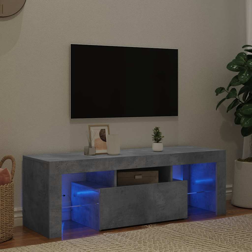 vidaXL Szafka pod TV z owietleniem LED, szaro betonu, 120x35x40 cm