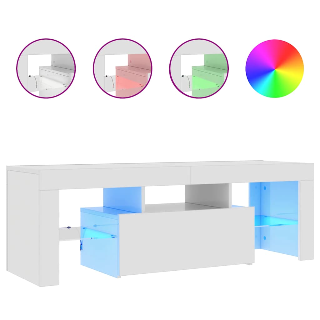 vidaXL TV skříňka s LED osvětlením bílá s vysokým leskem 120x35x40 cm