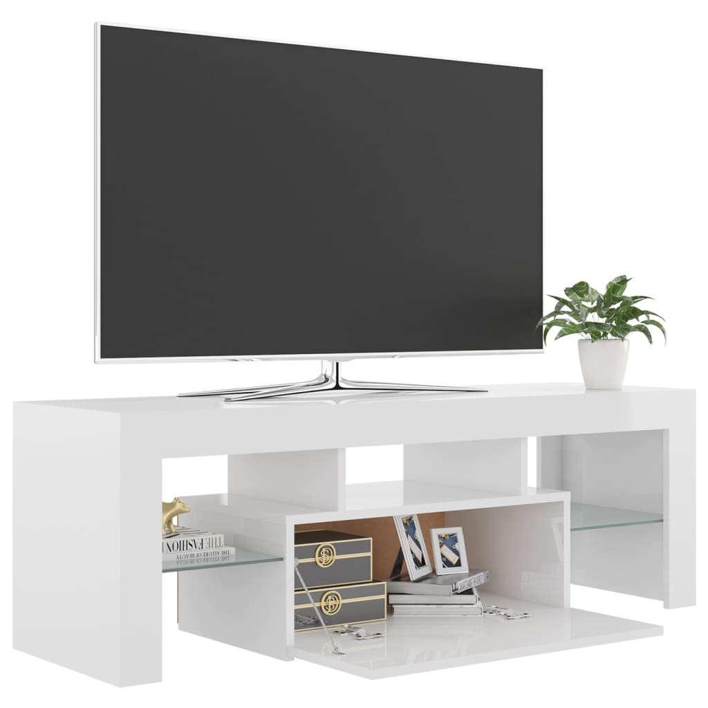 Meuble TV avec lumières LED Blanc brillant 120x35x40 cm | meublestv.fr 9