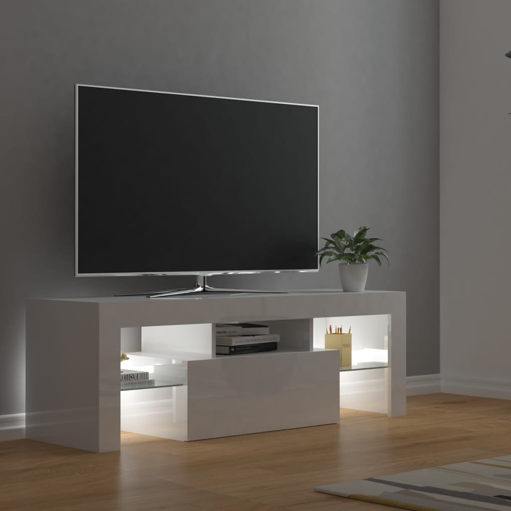 Meuble TV avec lumières LED Blanc brillant 120x35x40 cm | meublestv.fr 10