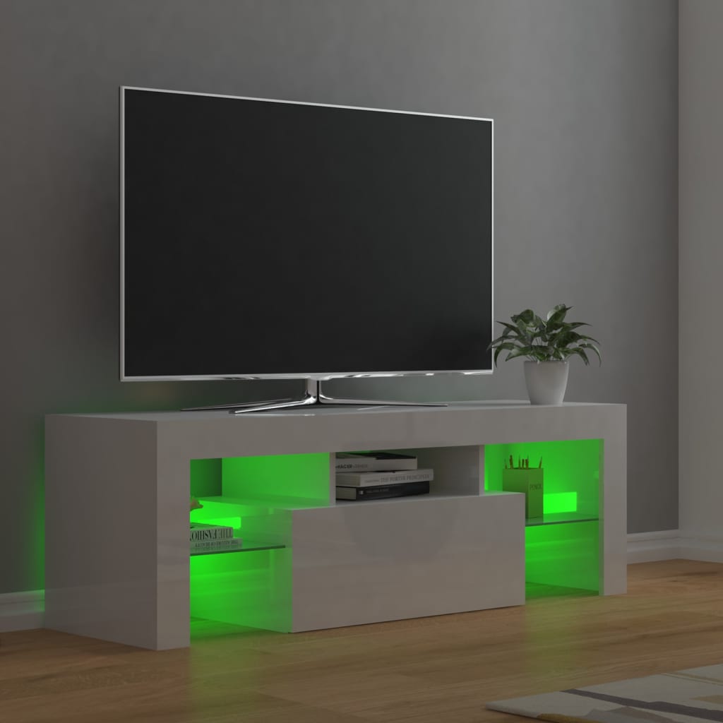Meuble TV avec lumières LED Blanc brillant 120x35x40 cm | meublestv.fr 11