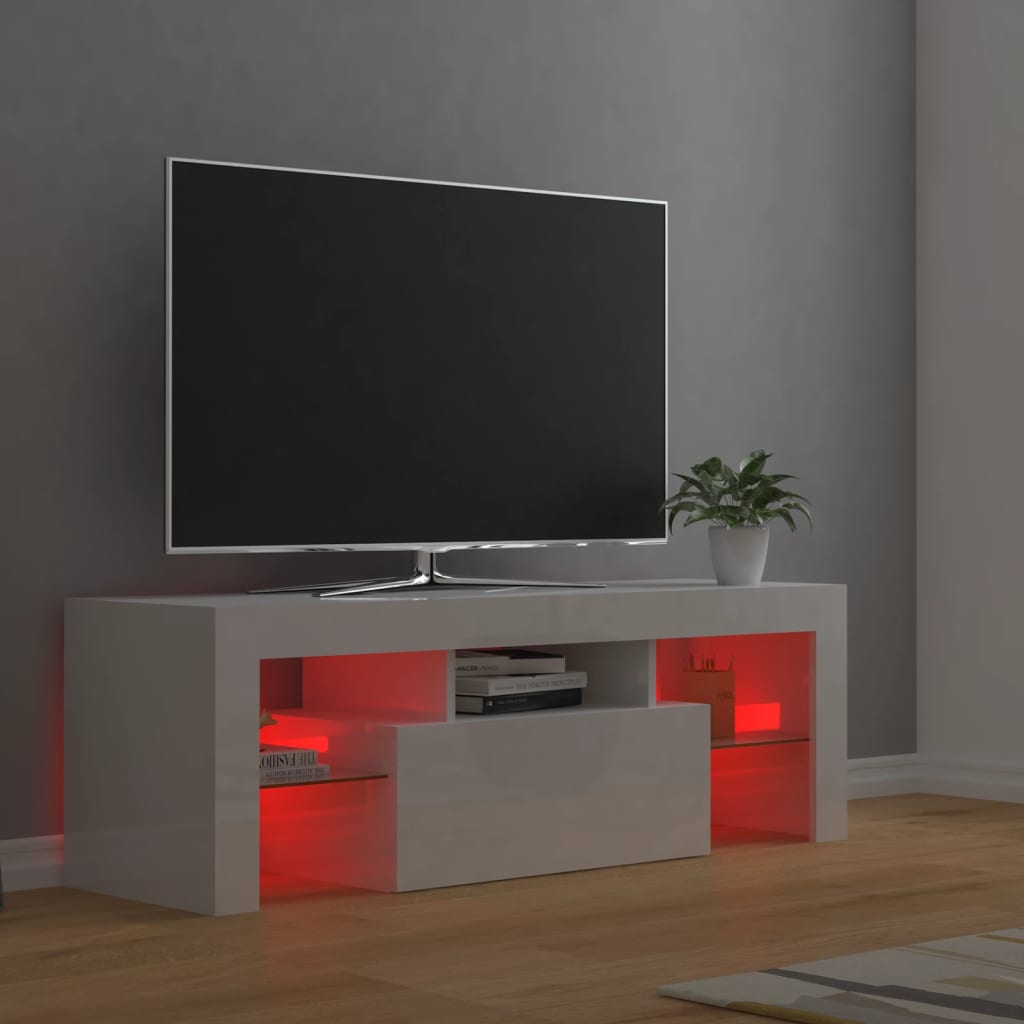 Meuble TV avec lumières LED Blanc brillant 120x35x40 cm | meublestv.fr 12