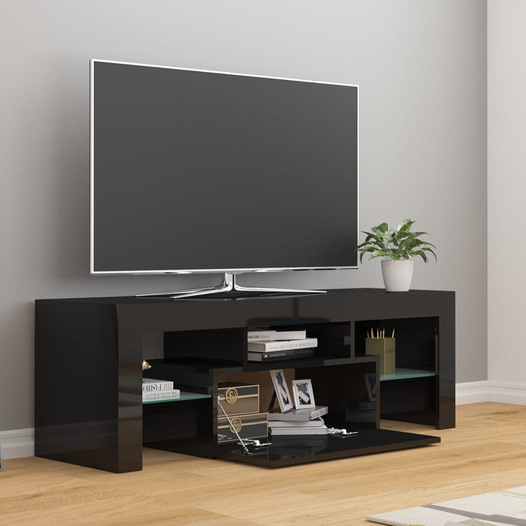 Meuble TV avec lumières LED Noir brillant 120x35x40 cm | meublestv.fr 8