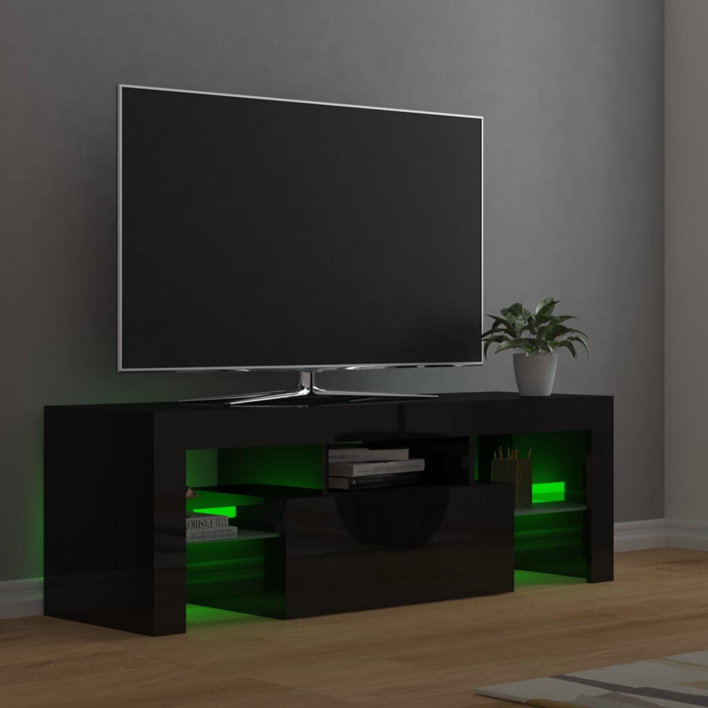 Meuble TV avec lumières LED Noir brillant 120x35x40 cm | meublestv.fr 11