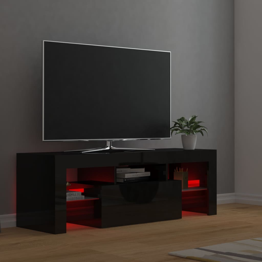 Meuble TV avec lumières LED Noir brillant 120x35x40 cm | meublestv.fr 12
