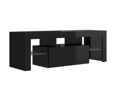 vidaXL TV-Schrank mit LED-Leuchten Hochglanz-Schwarz 120x35x40 cm