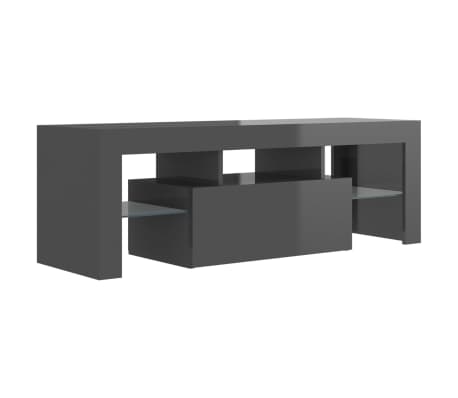 vidaXL TV-benk med LED-lys høyglans grå 120x35x40 cm