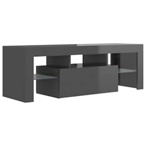 vidaXL TV-benk med LED-lys høyglans grå 120x35x40 cm