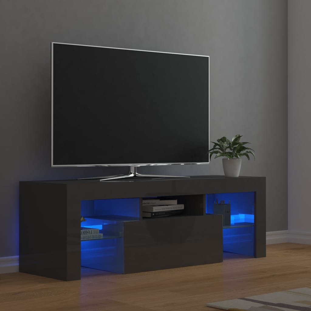 Meuble TV avec lumières LED Gris brillant 120x35x40 cm | meublestv.fr 2