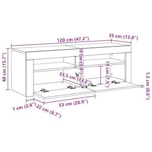 TV skříňka s LED osvětlením bílá 120 x 35 x 40 cm - obrázek 15