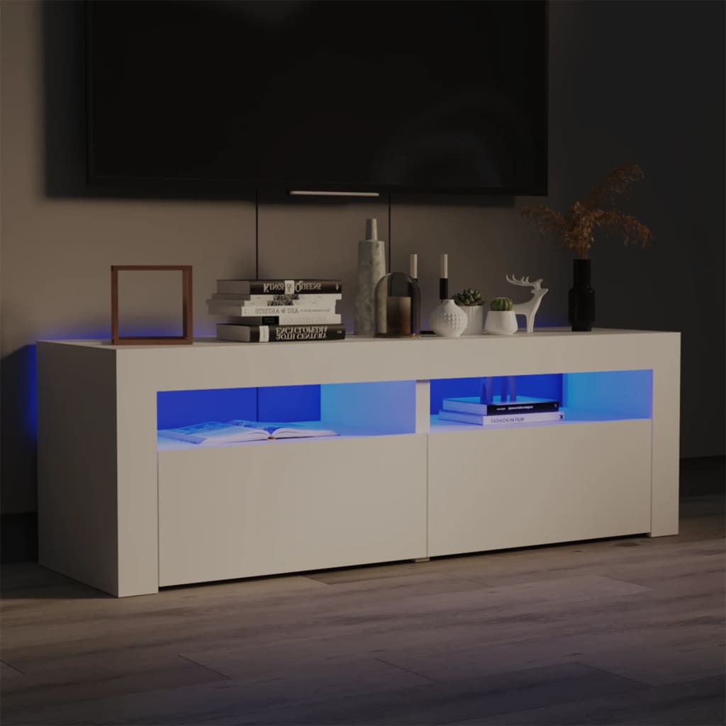 vidaXL Szafka pod TV z owietleniem LED, biaa, 120x35x40 cm