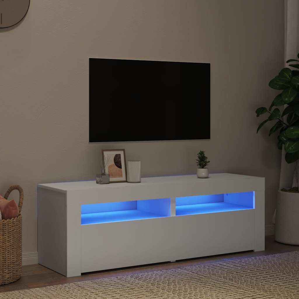 vidaXL Szafka pod TV z owietleniem LED, biaa, 120x35x40 cm