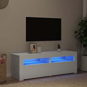 TV omarica z LED lučkami bela 120x35x40 cm