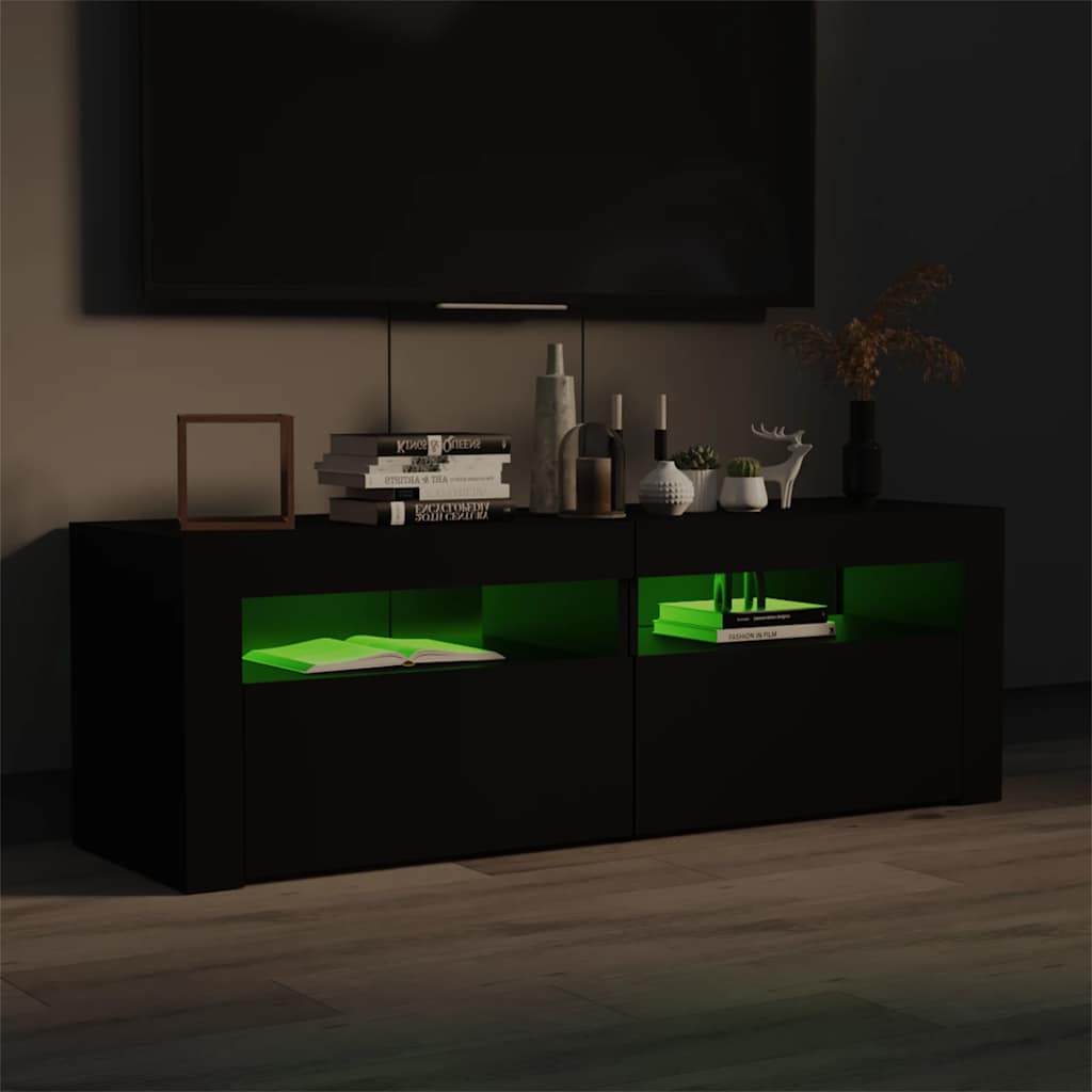 vidaXL fekete TV-szekrény LED-lámpákkal 120 x 35 x 40 cm
