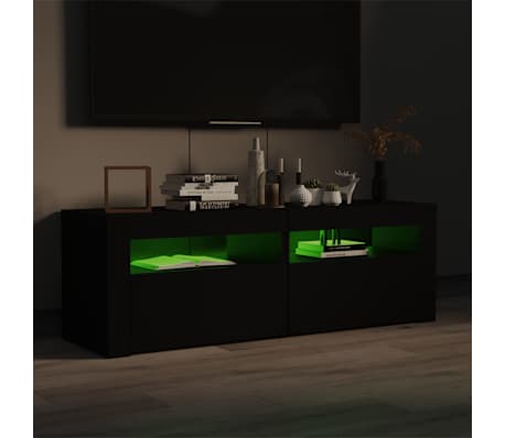 vidaXL TV-benk med LED-lys svart 120x35x40 cm