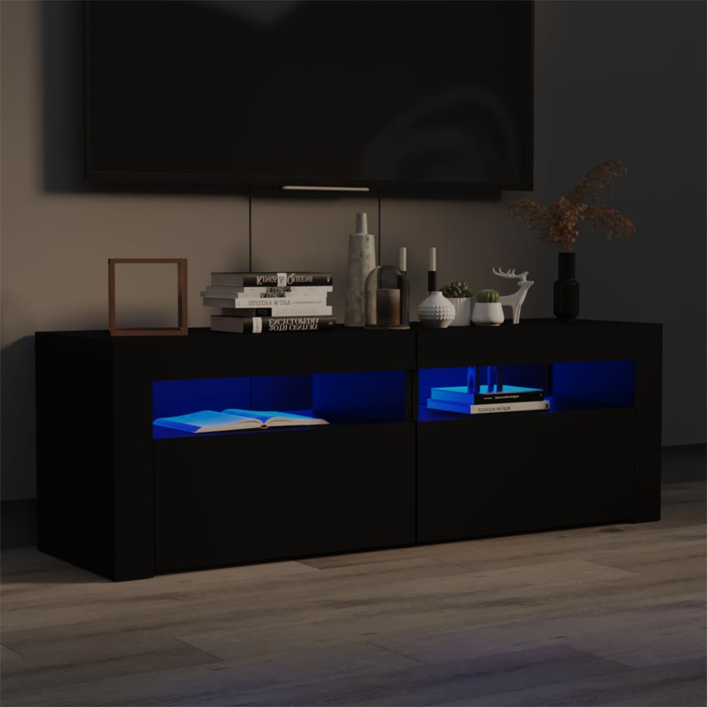 vidaXL Comodă TV cu lumini LED, negru, 120x35x40 cm