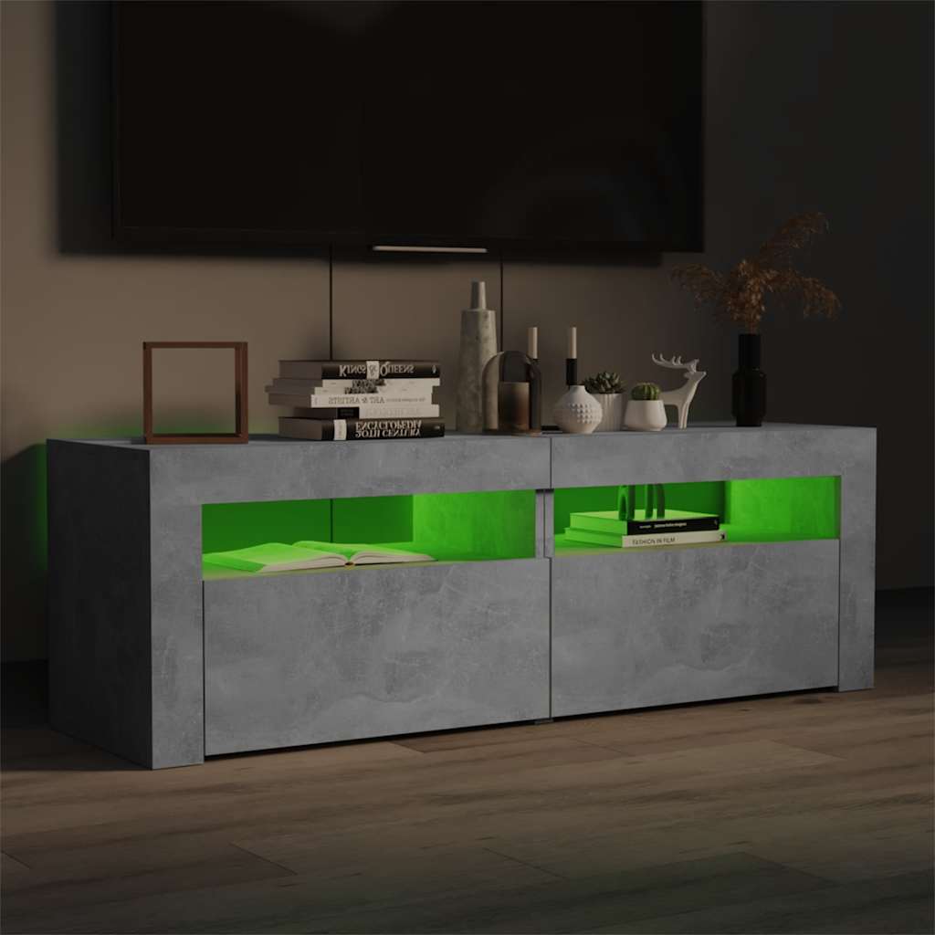 Thumbnail - vidaXL TV-Schrank mit LED-Beleuchtung Betongrau 120x35x40 cm