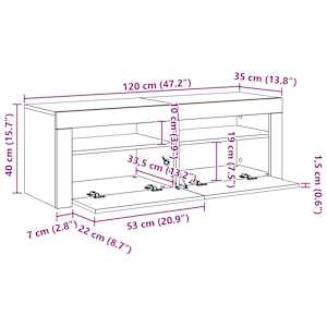 TV skříňka s LED osvětlením betonově šedá 120 x 35 x 40 cm - obrázek 15