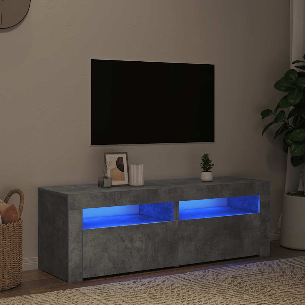 Thumbnail - vidaXL TV-Schrank mit LED-Beleuchtung Betongrau 120x35x40 cm