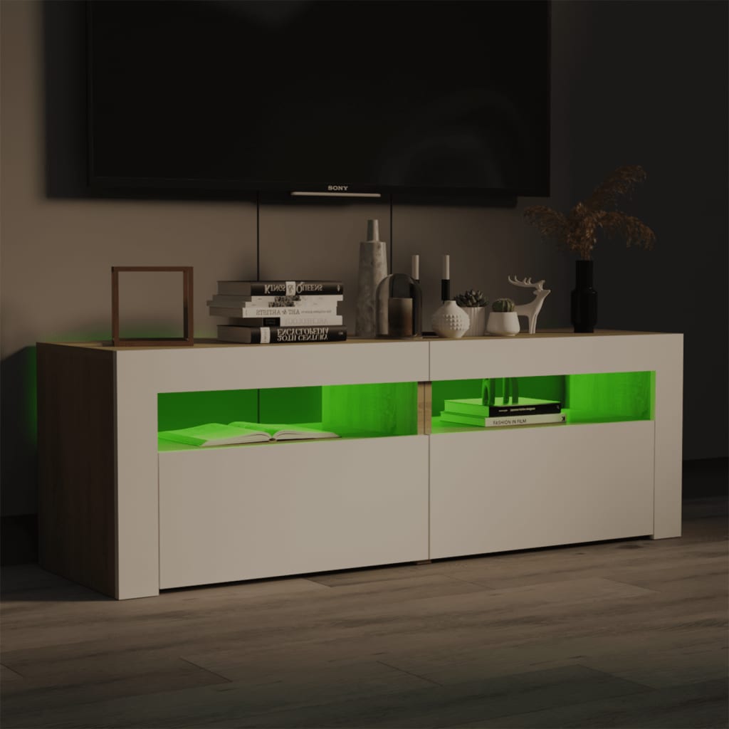 

vidaXL Tv-meubel met LED-verlichting 120x35x40cm wit sonoma eikenkleur
