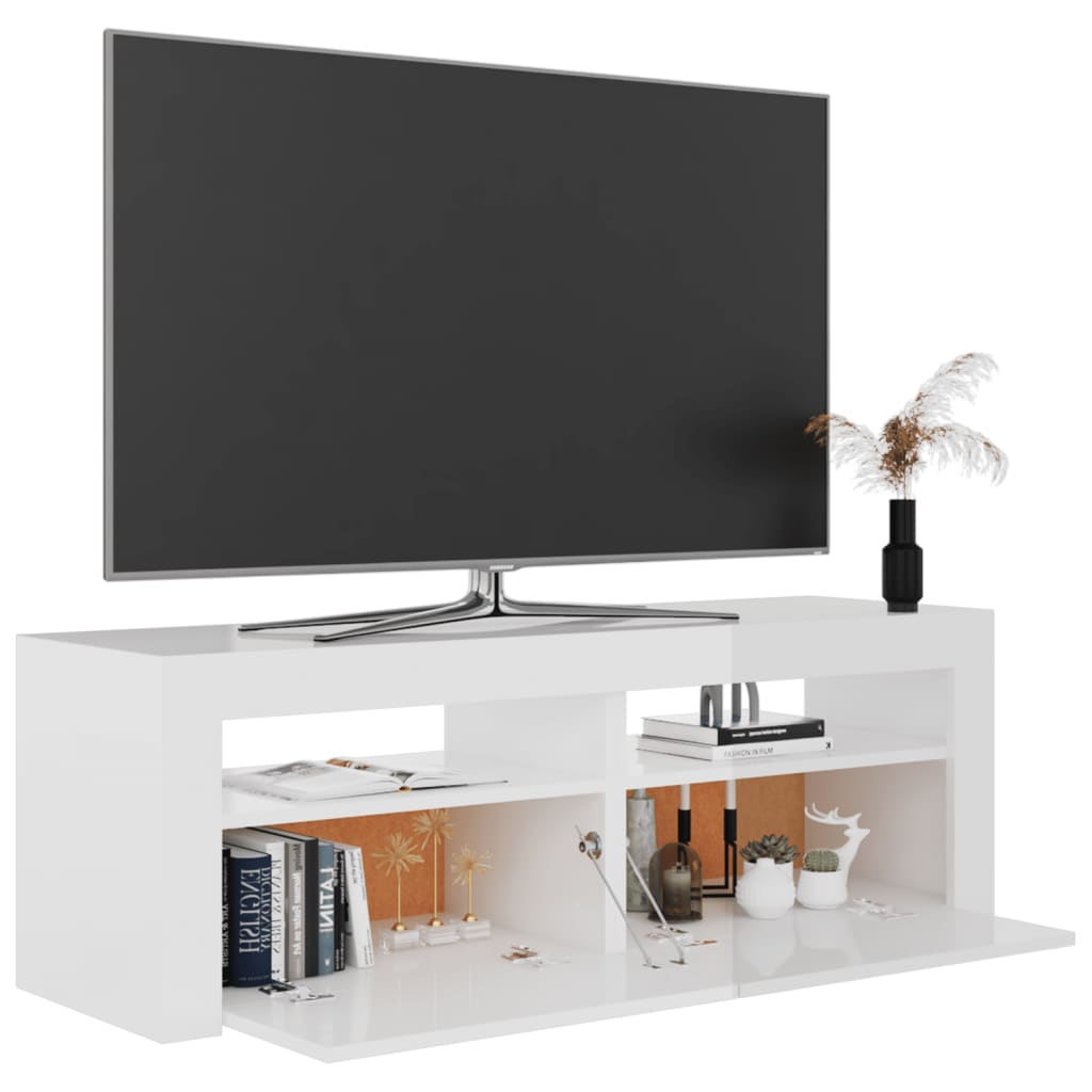 Meuble TV avec lumières LED Blanc brillant 120x35x40 cm | meublestv.fr 7