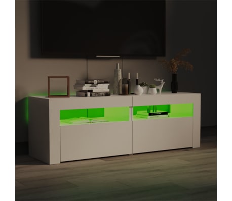 vidaXL Έπιπλο Τηλεόρασης με LED Γυαλιστερό Λευκό 120 x 35 x 40 εκ.