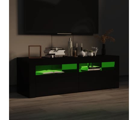 vidaXL Móvel de TV com luzes LED 120x35x40 cm preto brilhante
