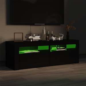 vidaXL TV-benk med LED-lys høyglans svart 120x35x40 cm