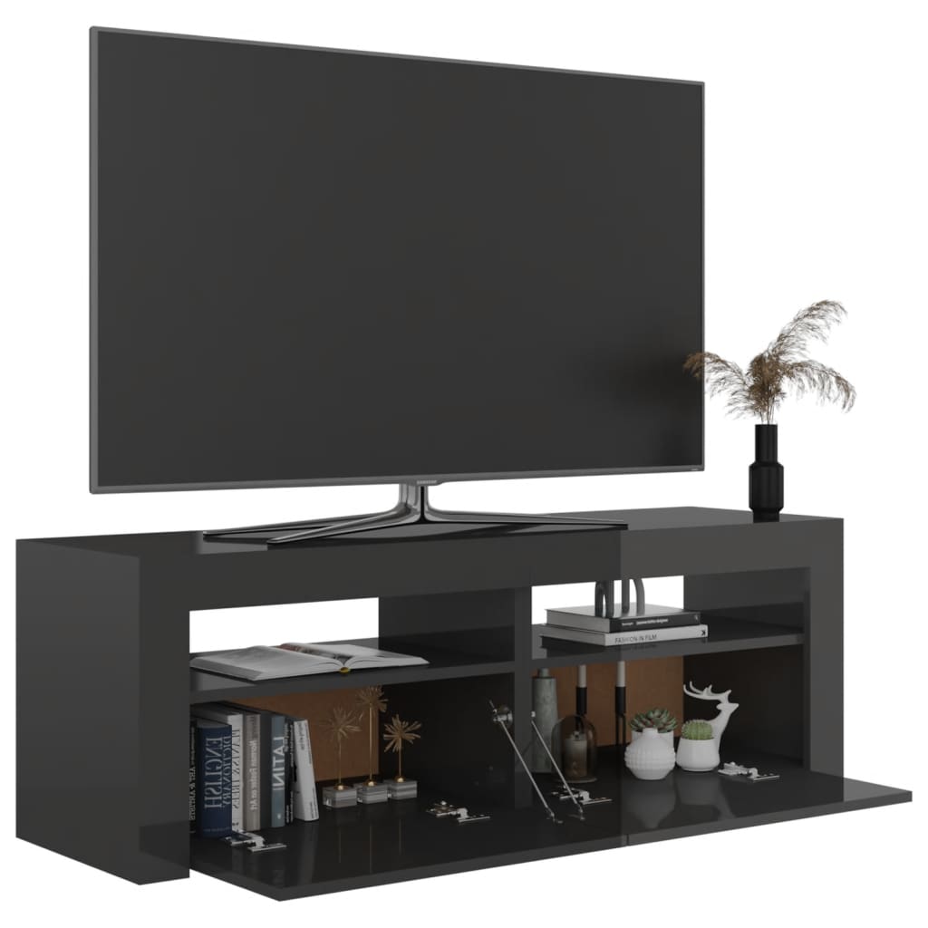 Meuble TV avec lumières LED Gris brillant 120x35x40 cm | meublestv.fr 7