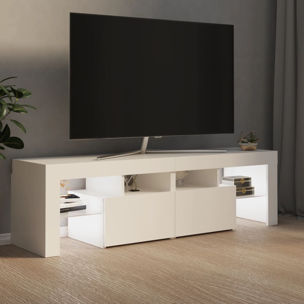 Meuble TV avec lumières LED Blanc 140×36,5×40 cm | meublestv.fr 5