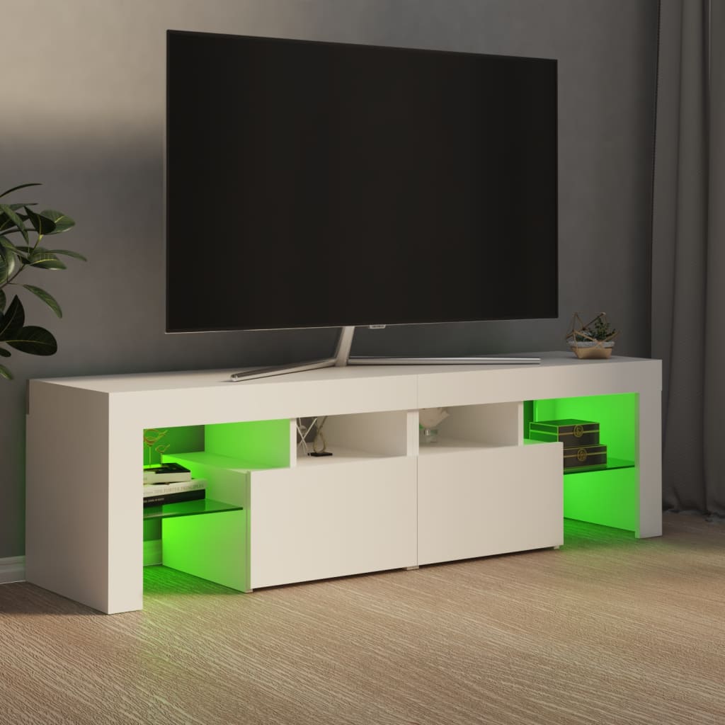 Meuble TV avec lumières LED Blanc 140×36,5×40 cm | meublestv.fr 6
