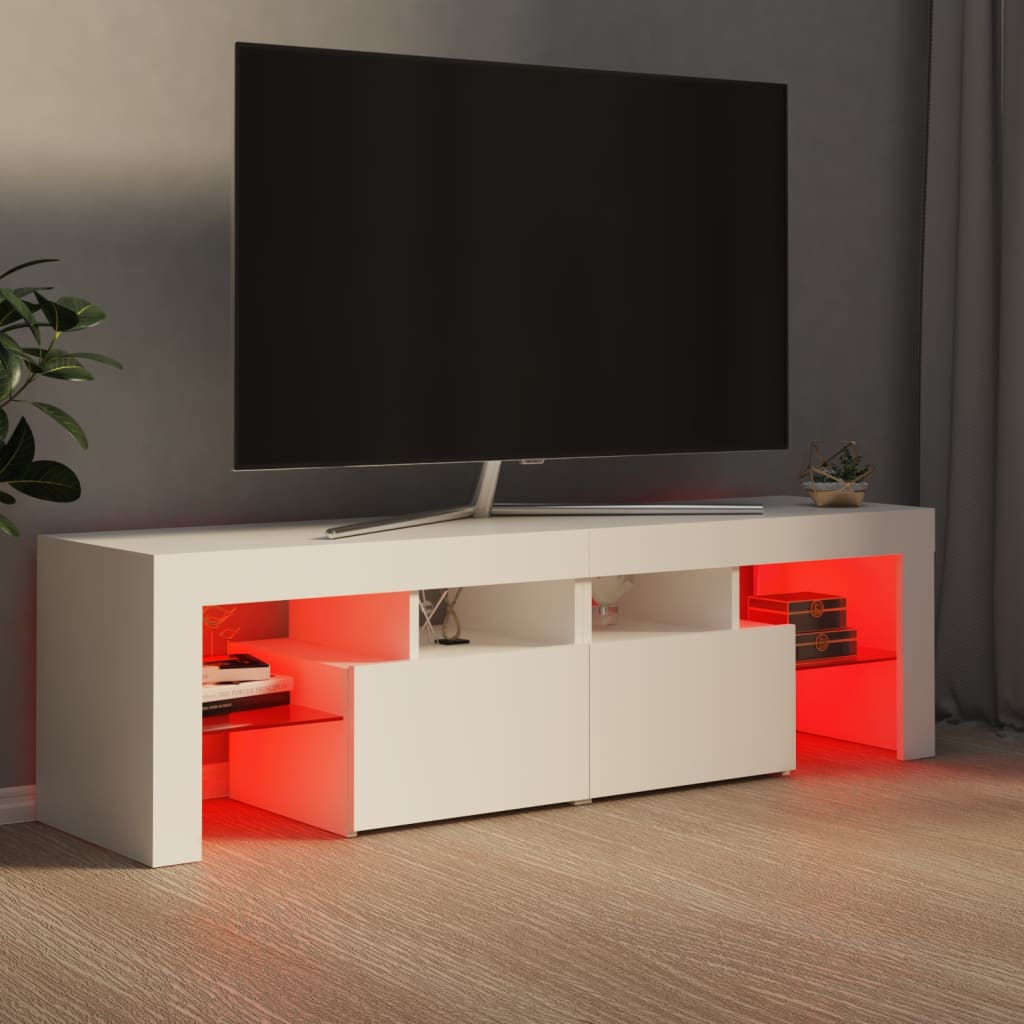 Meuble TV avec lumières LED Blanc 140×36,5×40 cm | meublestv.fr 7