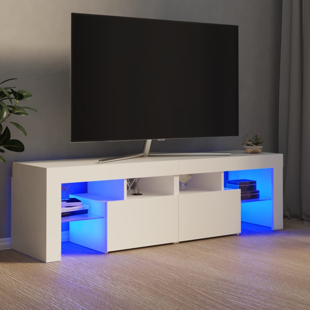 vidaXL Szafka pod TV z owietleniem LED, biaa, 140x36,5x40 cm