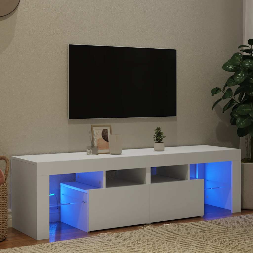 vidaXL Szafka pod TV z oświetleniem LED, biała, 140x36,5x40 cm