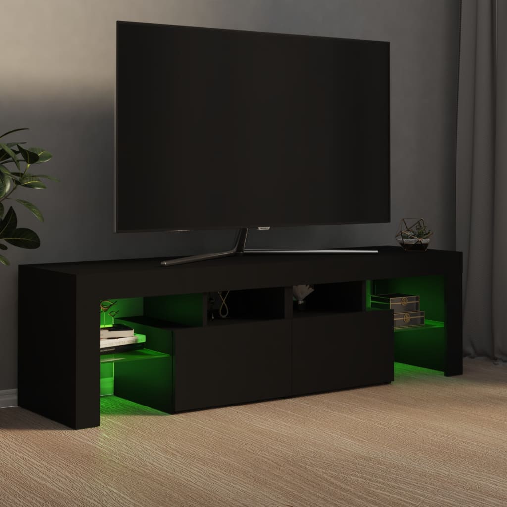 Meuble TV avec lumières LED Noir 140×36,5×40 cm | meublestv.fr 6