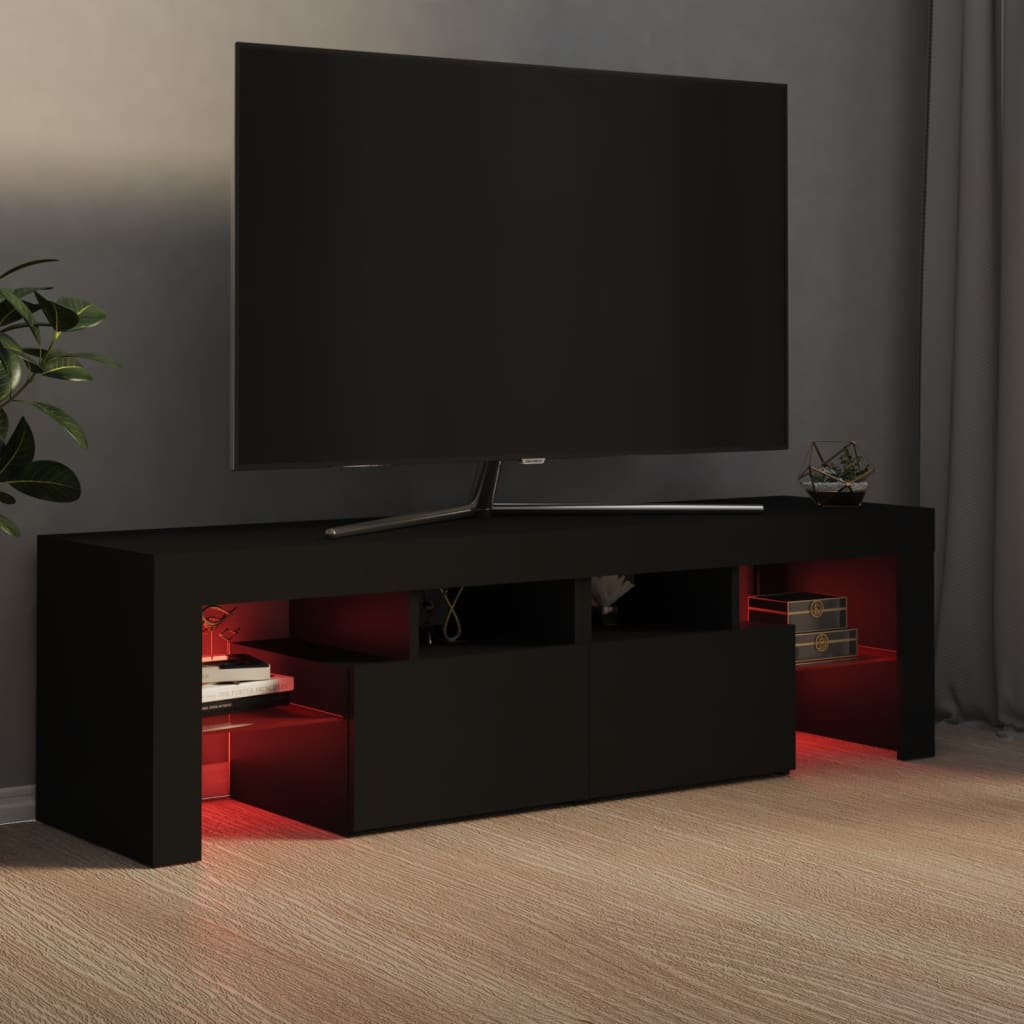 Meuble TV avec lumières LED Noir 140×36,5×40 cm | meublestv.fr 7