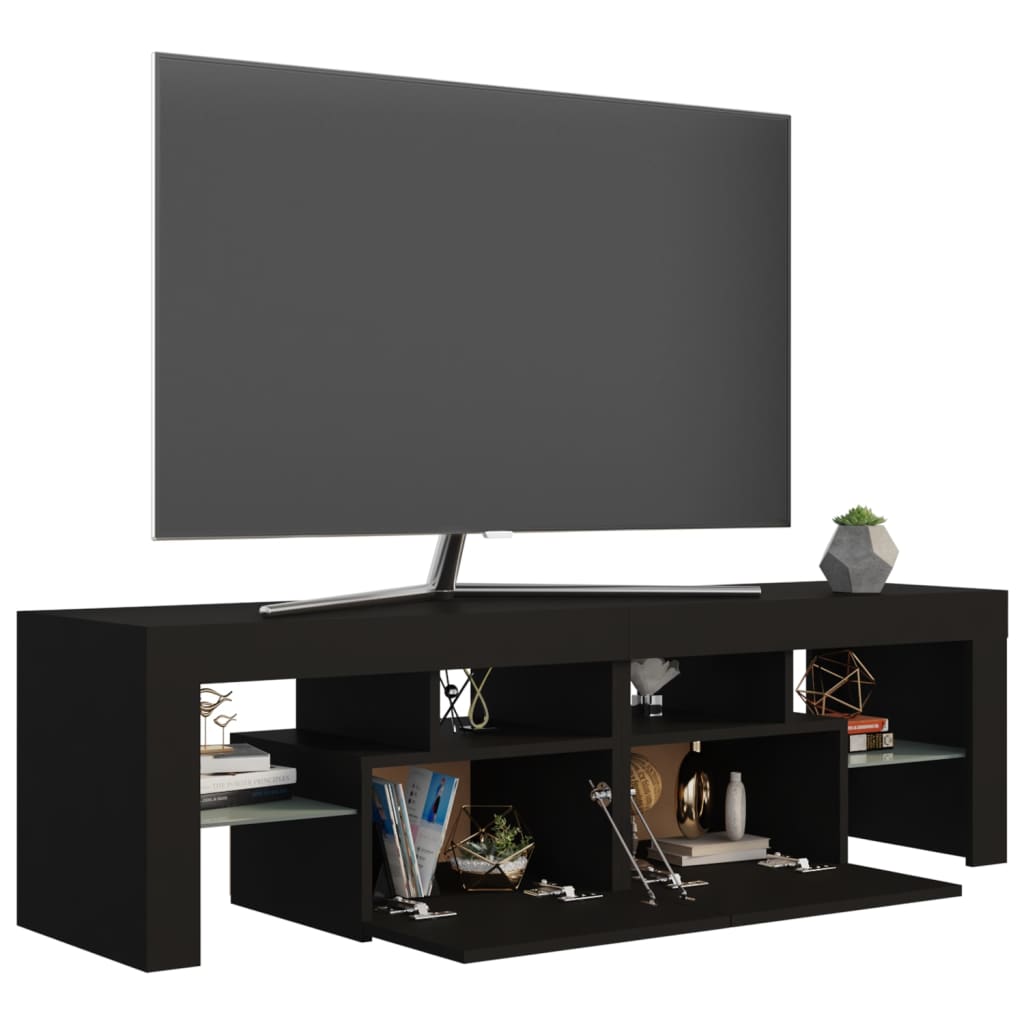 Meuble TV avec lumières LED Noir 140×36,5×40 cm | meublestv.fr 8