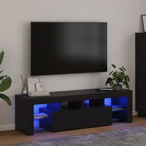 TV omarica z LED lučkami črna 140x36,5x40 cm